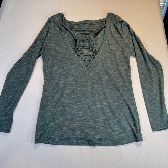 RBX Long Sleeve Racerback Workout Shirt Heathered Green Woman's Medium - Picture 4 of 11